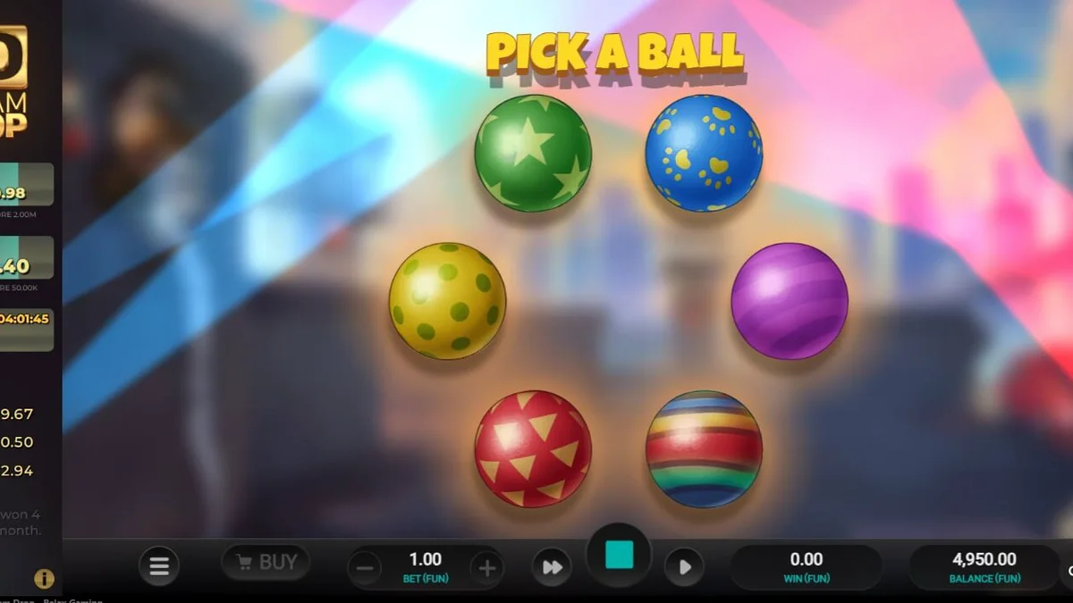 Tampilan visual futuristik dan neon dari slot Purrrminator Dream Drop