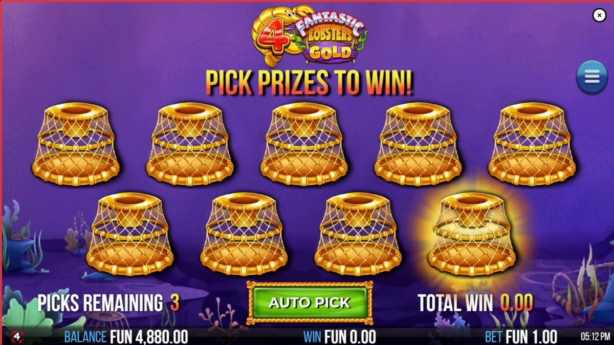 Tampilan visual slot 4 Fantastic Lobsters Gold dengan tema bawah laut yang cerah